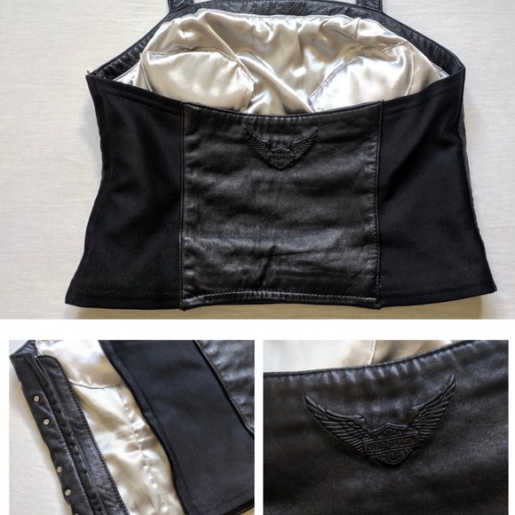 HARLEY DAVIDSON LEATHER STUDDED HALTER BUSTIER - Picture 7 of 12